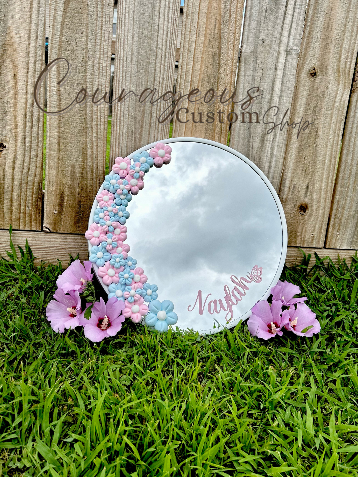 18in Custom Floral Mirror