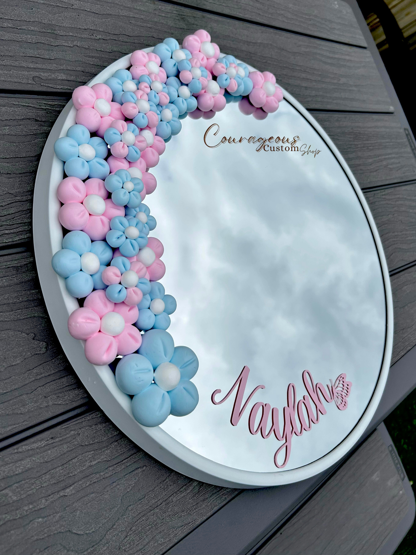 18in Custom Floral Mirror