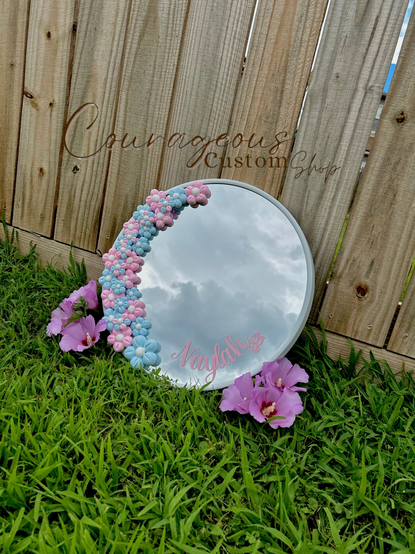 18in Custom Floral Mirror